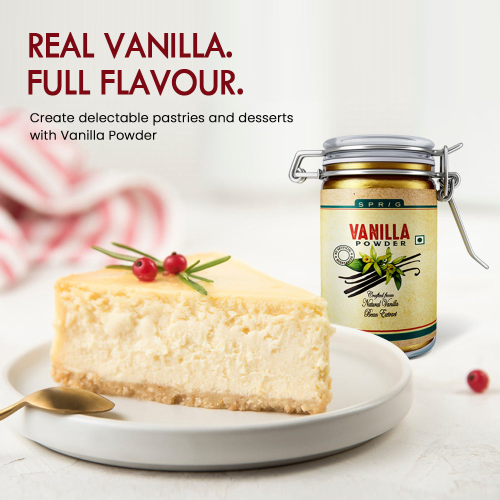 Sprig Vanilla Powder – Crafted from natural vanilla bean extract, no added flavours or colours, 30gm