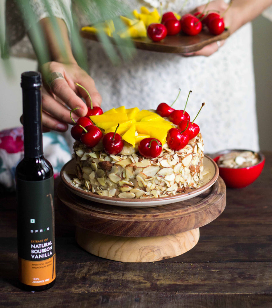 Vanilla Cake with Cashew Cream and Fresh Fruits