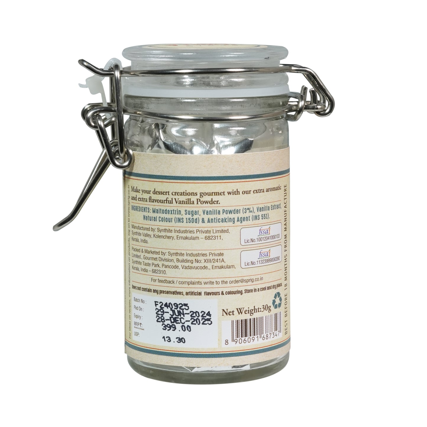 
                  
                    Sprig Vanilla Powder – Crafted from natural vanilla bean extract, no added flavours or colours, 30gm
                  
                