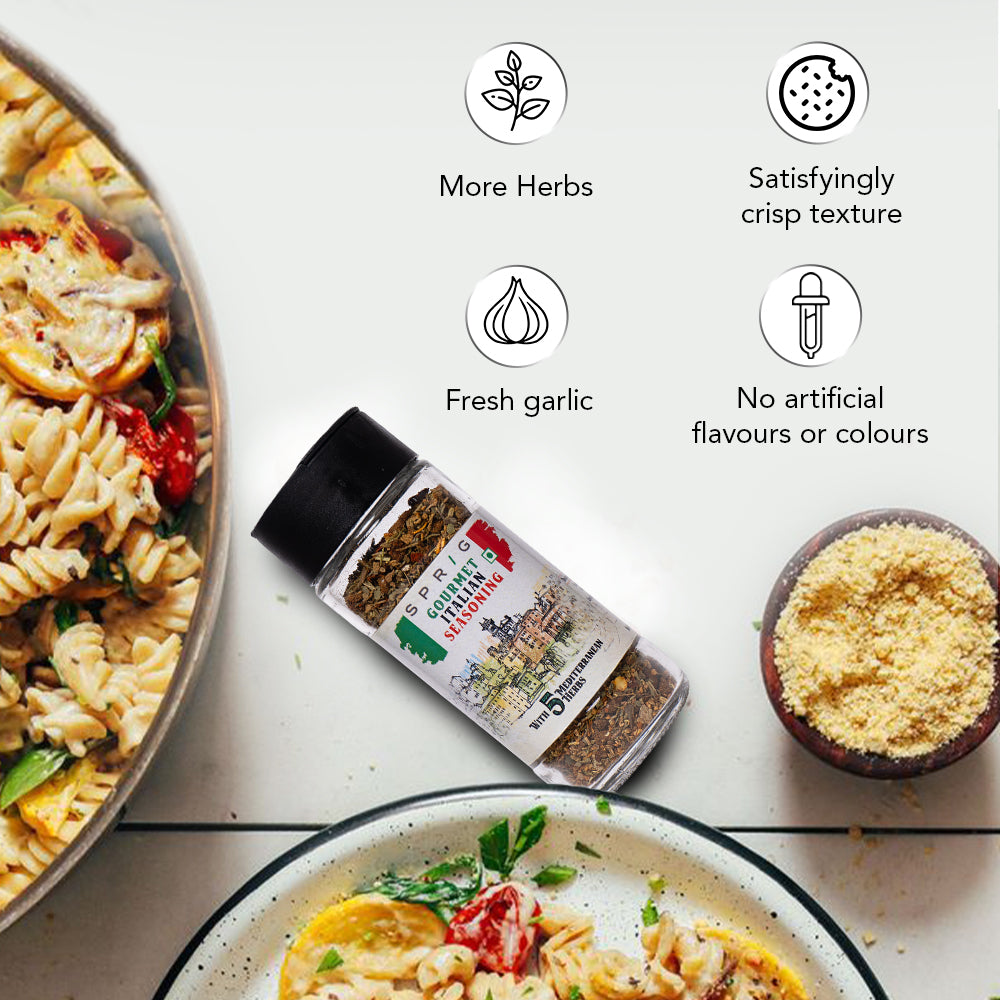 
                  
                    SPRIG Gourmet Italian Seasoning, 40g | Made with 5 Mediterranean Herbs | More Herbs, Less Salt | For Pizza, Pasta & Italian Cuisine | Zero Added Fillers & Additives
                  
                