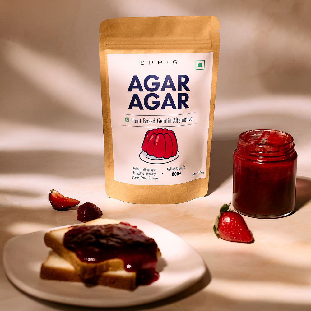 SPRIG Agar Agar Powder, 125g | Plant-Based Gelatin Alternative Sourced from Sea Weed | Superior Gelling Strength | 100% Vegan | Perfect Setting Agent for Jellies, Puddings, Panna Cottas and Dairy-Free Recipes