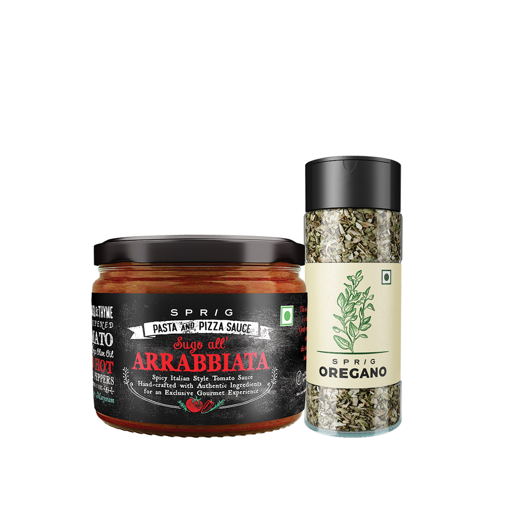 Pasta Flavouring Combo - Sprig Arrabbiata Pasta And Pizza Sauce, 325g & Oregano Seasoning