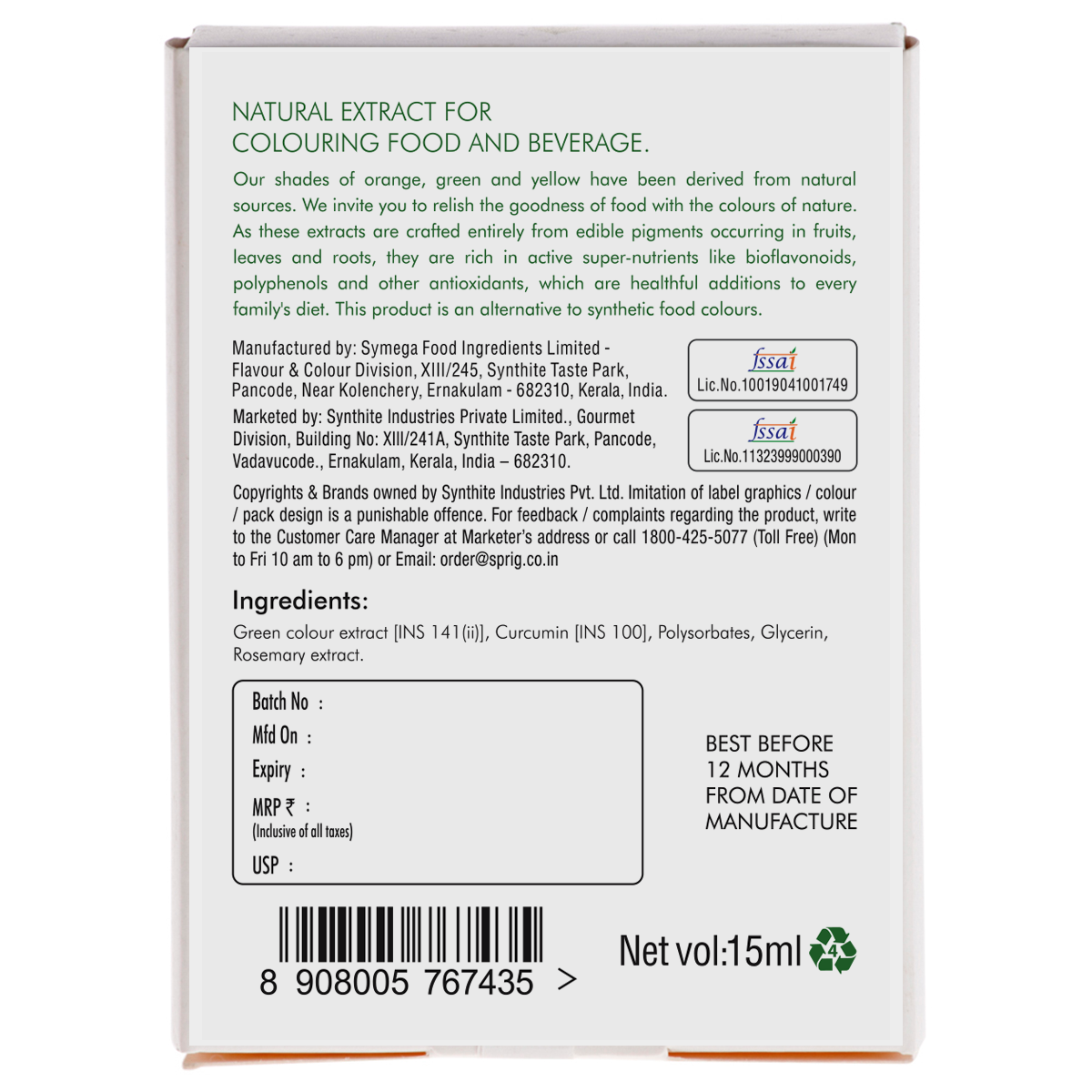 
                  
                    Natural Extracts for Colouring Food and Beverage - Spinach Green
                  
                