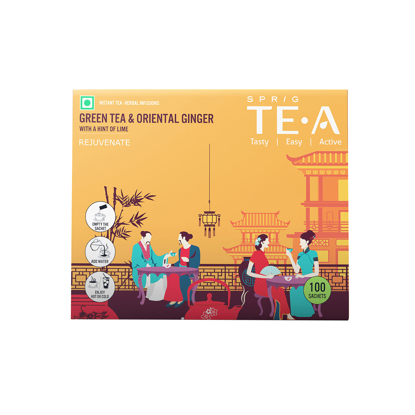 TE.A Green Tea & Oriental Ginger with a hint of lime - Pack of 100, 70 g