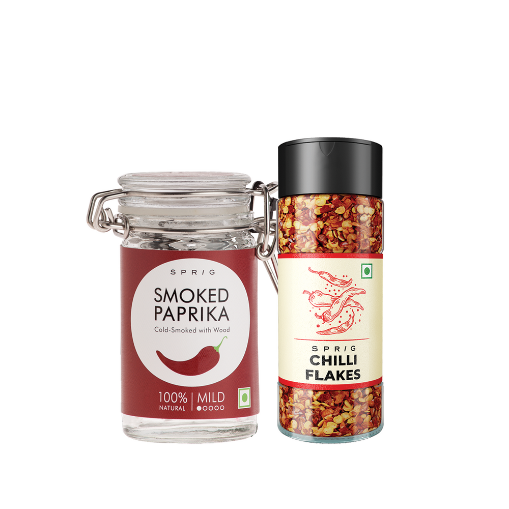 Sprig Flavouring Combo - Smoked Paprika Jar, 30g & Chilli Flakes 50g