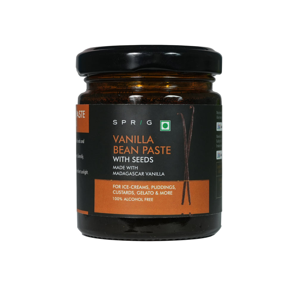 SPRIG Vanilla Bean Paste With Seeds, 125g | Made with Madagascar Vanilla Beans | Visible Vanilla Bean Specks | 100% Alcohol Free | Pure, Gluten Free, Non-GMO | For Ice Creams, Beverages & Pastries