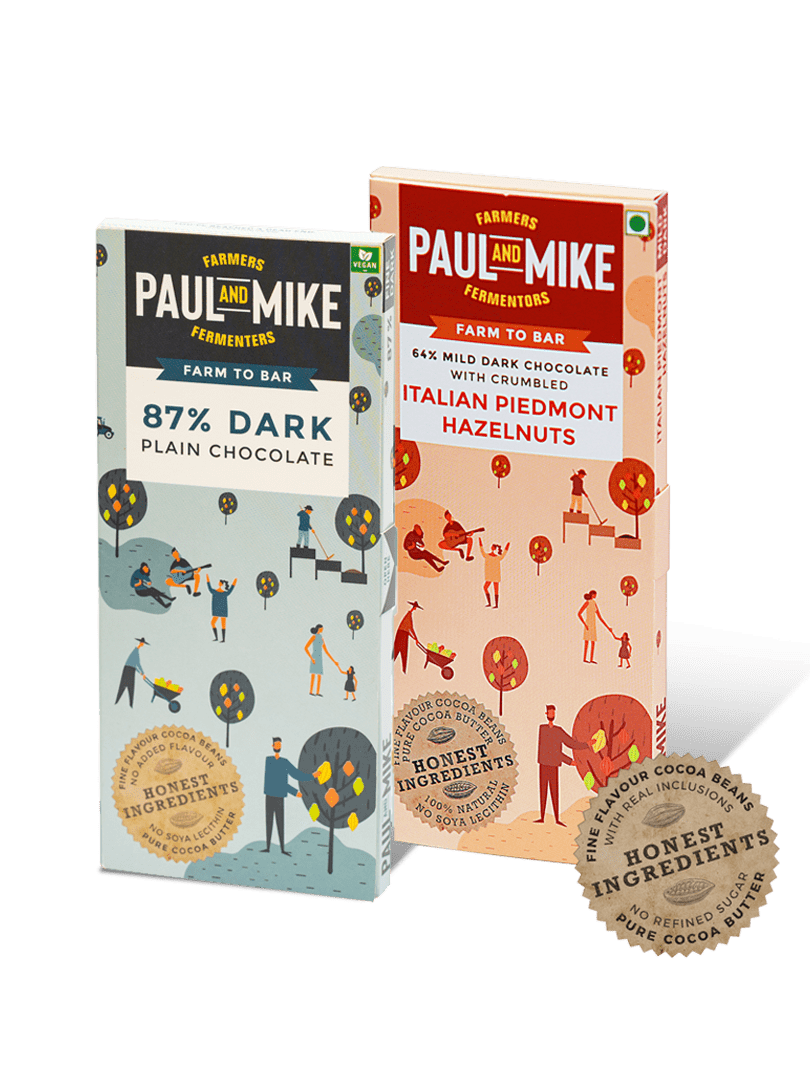 Paul And Mike Dark Vegan Chocolate Combo - 87% Dark Plain & Italian Piedmont Hazelnuts