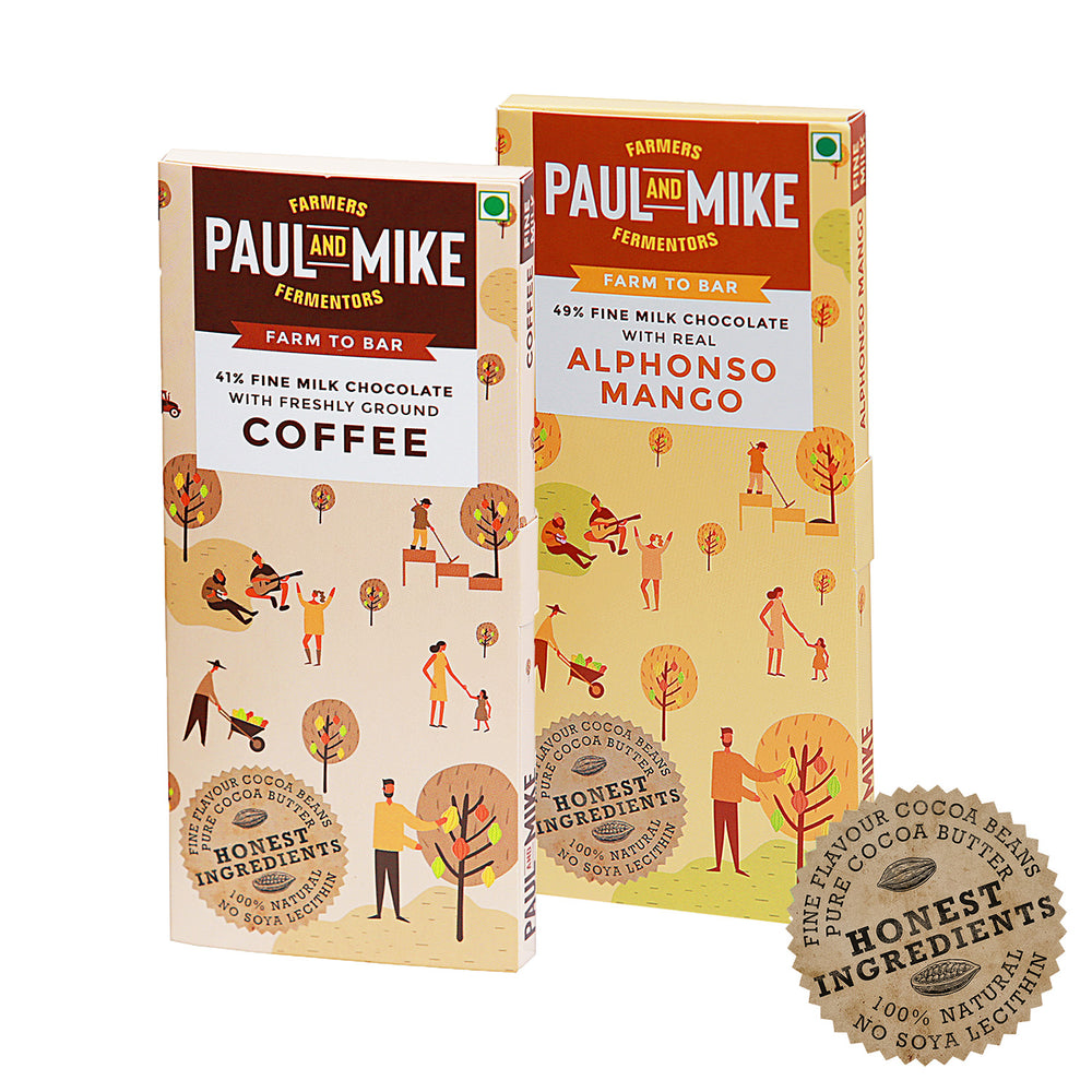 Paul And Mike Milk Chocolate Combo- Coffee & Alphonso Mango