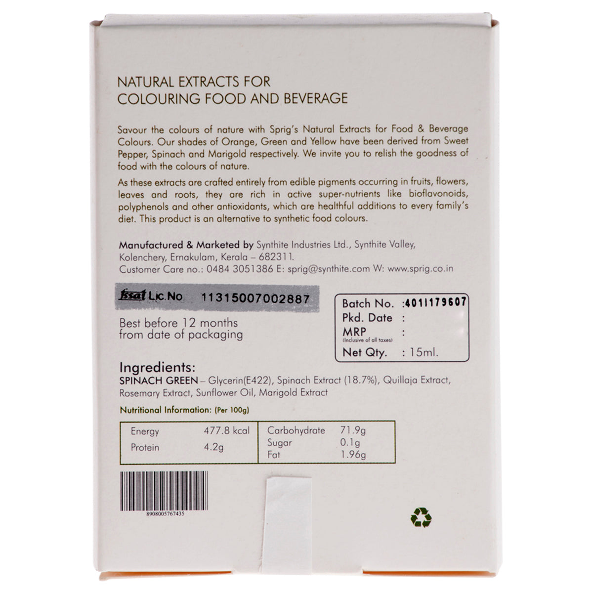 
                  
                    Natural Extracts for Colouring Food and Beverage - Spinach Green
                  
                