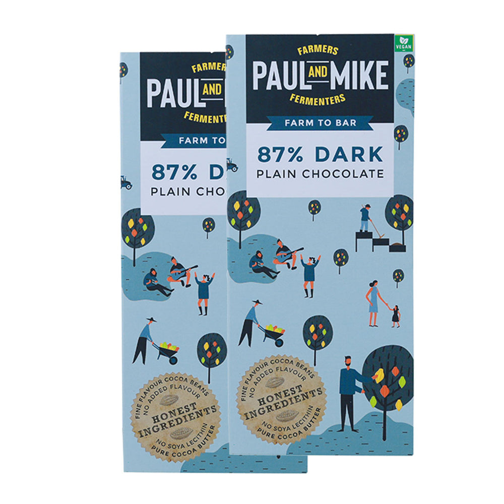 Paul And Mike 87% Dark Plain Vegan Chocolate Pack of 2